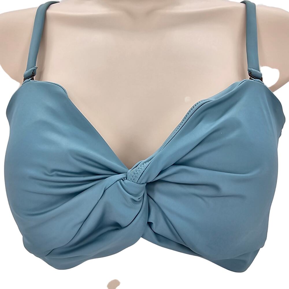 Andie Swim Womans size L The Capri Bikini Top in Bay Blue Crossover Front NEW